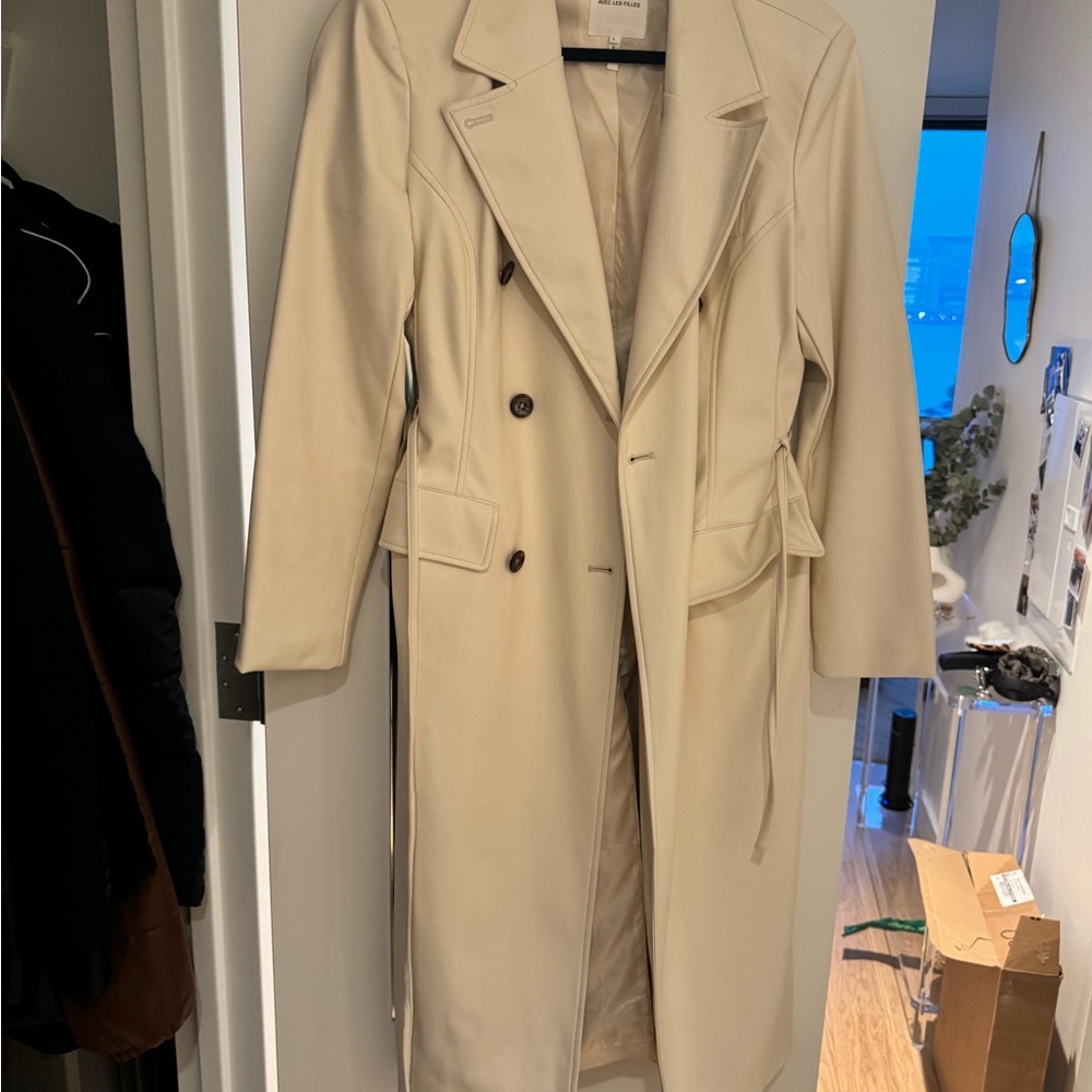 Avec Les Filles Cream Trench Coat Timeless Design
